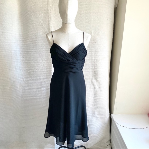 Vintage 90s Strappy Midi Dancing Dress Goth Black - Picture 2 of 8